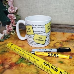 Vintage FTD Office Sticky Note  Mug Yellow Post-it Coffee Cup